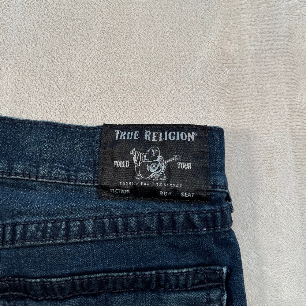 True Religion Geno Relaxed Slim Jeans Mens 34x32 Dark Wash Blue Denim Horseshoe - Picture 11 of 12